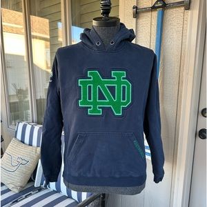 AMER CLASSIC SPORTSWEAR ☘️ Men’s Navy ‘NOTRE DAME’ Flocked Hoodie - Size LARGE